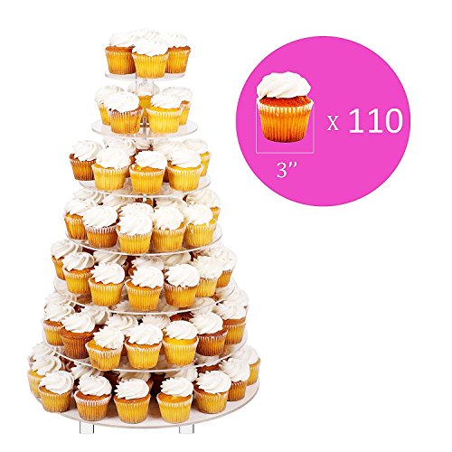 Jusalpha® Large 7 Tier Acrylic Round Wedding Cake Stand Dessert Stand Pastry Serving Platter-Food Display Stand For Large Event (Large With Rod Feet Base) (7Rf) #TOP4