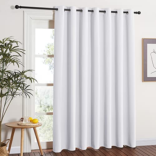 NICETOWN Grommet Top Thermal Insulated Solid Room Darkening Curtain / Drape for Sliding Door, Patio Door Curtain Panel (One Panel,W100" x L84", Greyis