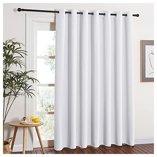 NICETOWN Vertical Blinds for Sling Door - Silver Grommet Top Blackout Window Curtains, Privacy Blinds for Patio, Extra Wide Drapes (Greyish White, W100 x L84)