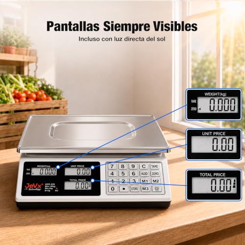 Miniatura 7 de Jevx Basculas Comerciales - Balanza Digital Profesional - Bascula Digital Comercial - Bascula Industrial - Balança - Balanza Comercial - Alta Precision De 1g, Con Cable Y Batería