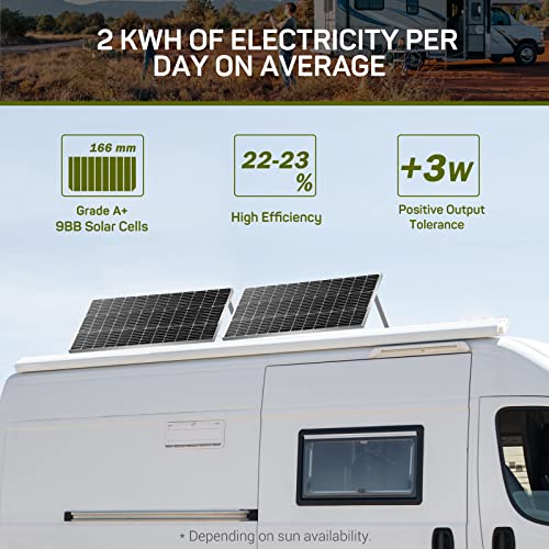 Hqst 400 Watt Solar Panel Kit, 4 Pcs 9Bb Cell Monocrystalline Solar Panels With 12V/24V 40A Mppt Solar Charge Controller, Adaptor Kit, Tray Cables, Mounting Z Brackets For Rv thumb #1