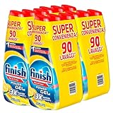  Finish Powergel Gel Detergente para Lavavajillas Líquido, Multiacción, Poderes Desengrasantes, Limón, 360 Lavados, 12 Paquetes de 30 Lavados
