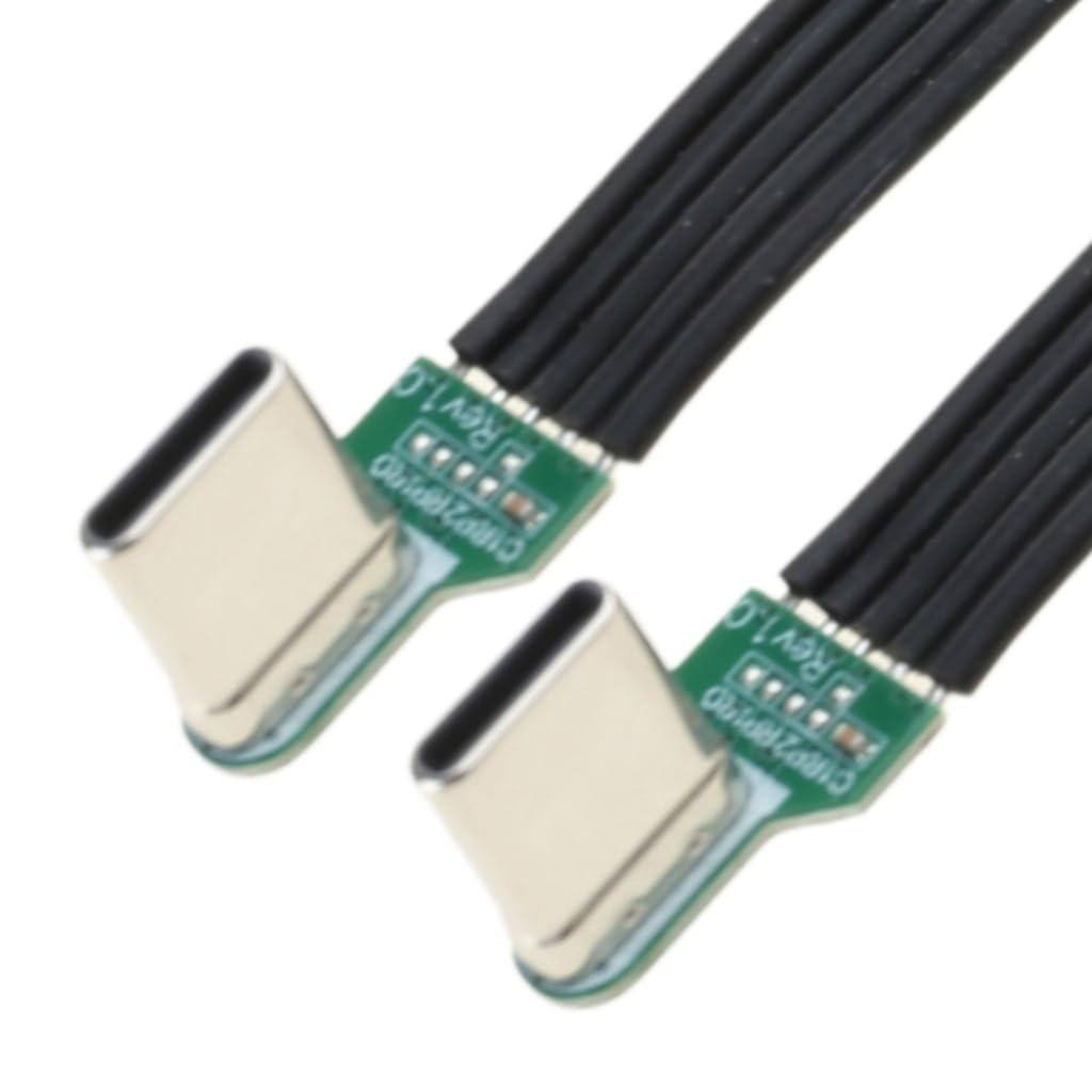 Elnwnnkc Flexible Flat Silicone USB C to USB C Cable Angled for Camera Phones 60W Fast Charging 480Mbps Data