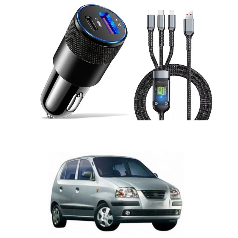 LOVMOTO Universal 3 in 1 Car Charger 48W,Fast Car Charger Adapter with 48W Type C Fast Charging Cable,Dual USB Port PD30W&QC3.0 18W Car Phone Charger Comfortable with San-TRO Xi-ng-image-1