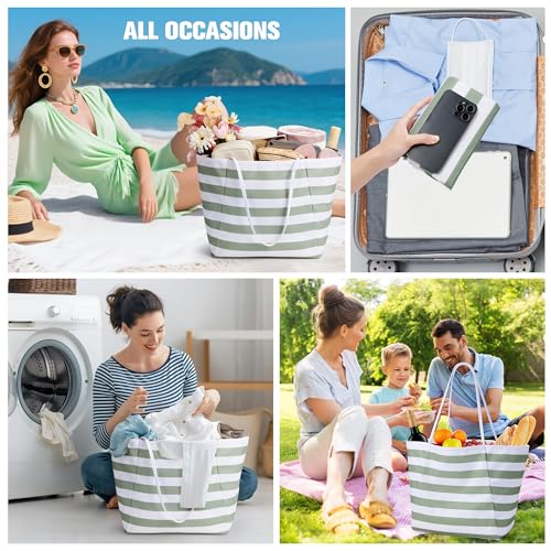 Image of KALIDI Beach Tote Bag Women Large Waterproof Sandproof Shoulder Handbag Packable Grocery Bag Hobo Purse for Picnic Vacation