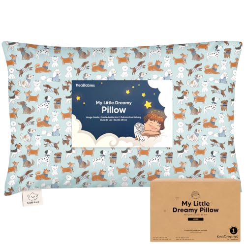 KeaBabies Organic Toddler Pillow with Pillowcase, Jumbo 14X20 (Dogs)