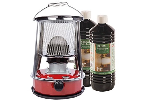 Estufa con mecha & 2 l de petróleo gasóleo, 0,25 L/h hasta 18H Depósito: 4,6l para hasta 18 m²