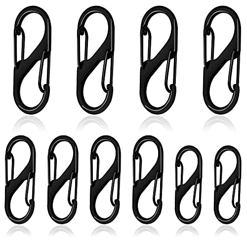 10 Pack S Small Carabiner Keyring Clips Dual Opening 3 Sizes for Outdoor