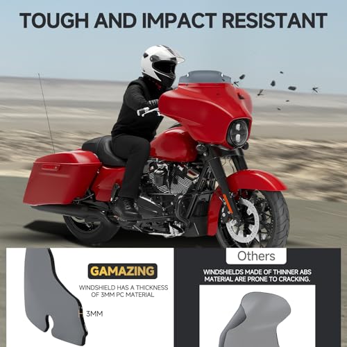 Image of Motorcycle 6 inch Windshield Windscreen Windshield Fit For 1996-2013 Harley Davidson Touring Street Glide Electra Glide Tri Glide Flht Flhx Flhtk Flhtc Flhtcu, Smoke