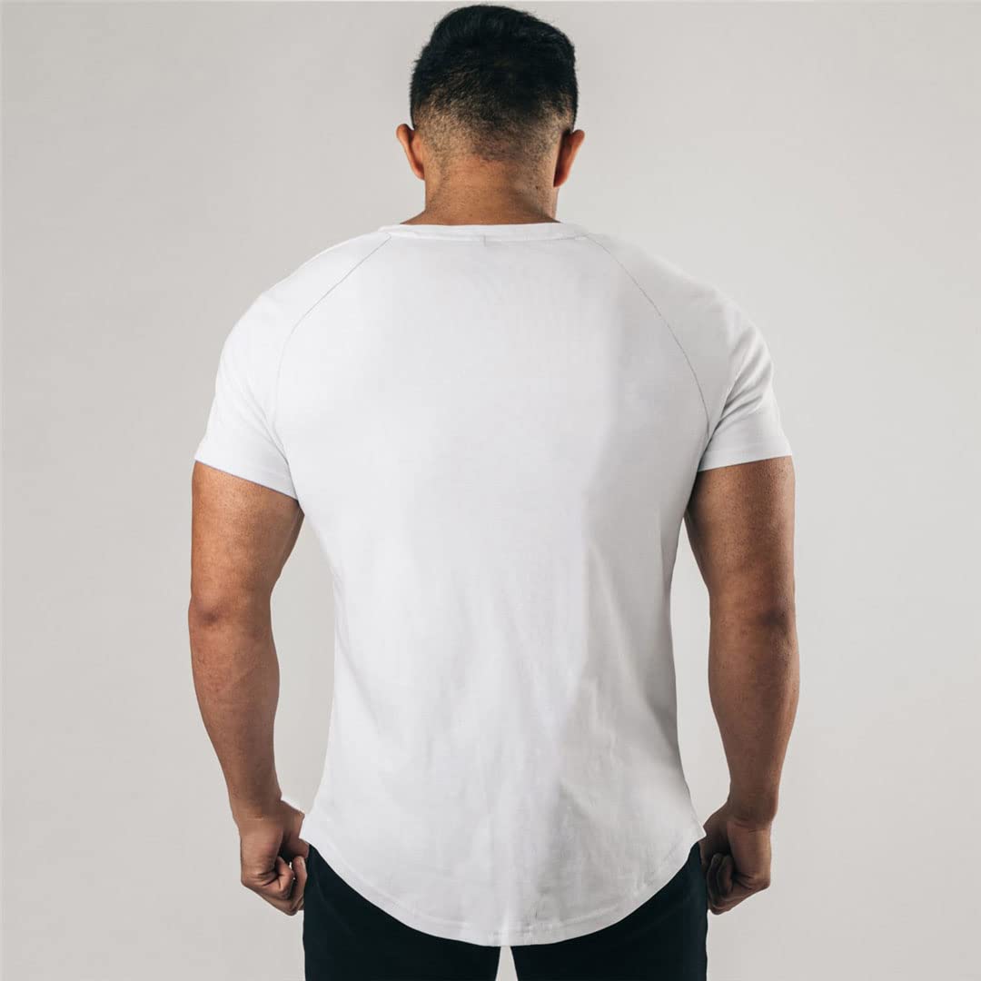 Camisetas de manga corta para hombre, estilo casual, ajustadas, cuello en V, estilo Henley, blanco, XL