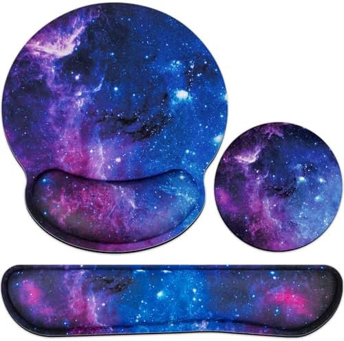 Ergonomic Mouse Pad & Keyboard Wrist Rest Set - Gel Memory Foam Support With Pink Glitter Design