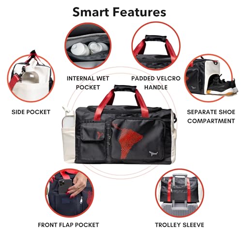 GoVivo Gym Bag with Shoe Compartment, Gym Duffle Bag for Women, Water Resistant Weekender travel Bag, bolso de viaje para mujer, Lightweight & Stylish gym bags, Black4