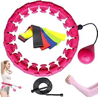 Aresvns Smart Weighted Hula Hoop, Adjustable Smart Hula Hoop with Ball, 24 Detachable Knots Fitness Hula Rings for Weight Loss, Fitness Hula Hoops with Jump Rope Resistance Bands Arm Sleeve