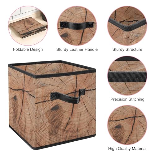 Boîte de rangement pliable cube imitation bois ancien pour placard - 5