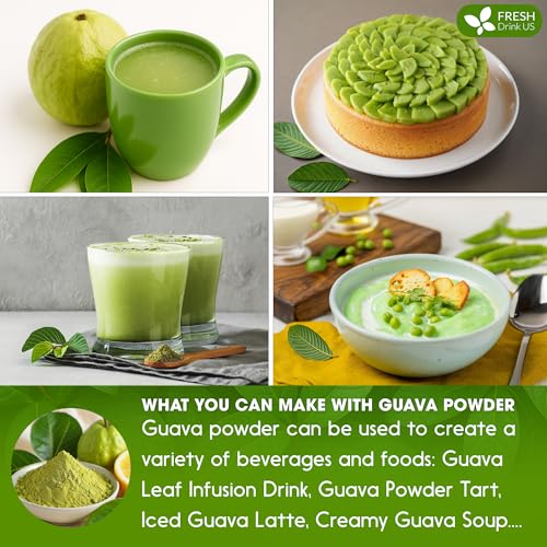 Image of FreshDrinkUS, Premium 4.5oz Guava Leaf Powder, 100% Natural & Pure from Leaves, Guava Leaf Tea, No Additives, No Gluten, Vegan.