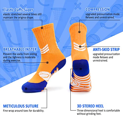 GRPSKCOS Kids Socks Basketball Athletic Outdoor Football 6 Pairs Hiking Sports Socks for Boys Girls 5-14 Years4