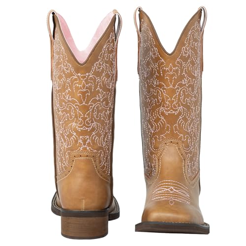 SheSole Cowboy Boots For Women Wide Square Toe Mid Calf Ladies Western Cowgirl Boots2