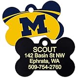 GoTags Michigan Wolverines NCAA Personalized Engraved Sports Team Dog Tags, Bone Shape Pet ID Tags