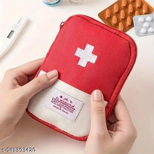 KENYS Travel Mini First Aid Kit Bag, Portable Medicine Storage Bag Drug Packing Bag for Outdoor (Travel Pouch Medicine Storage Bag,Pack of 1 pcs red Colour) 3