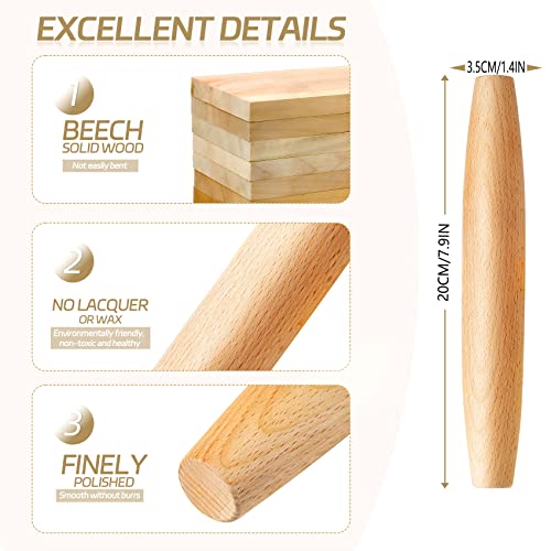 Classic French Rolling Pin for Baking - Beech Wood Tapered Rolling Pin Dough Roller for Pizza Dough, Pie Crust Cookie Fondant Dumpling 7.87-Inch