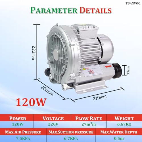 Souffleur régénératif 120W à haute pression continue pour aération de précision