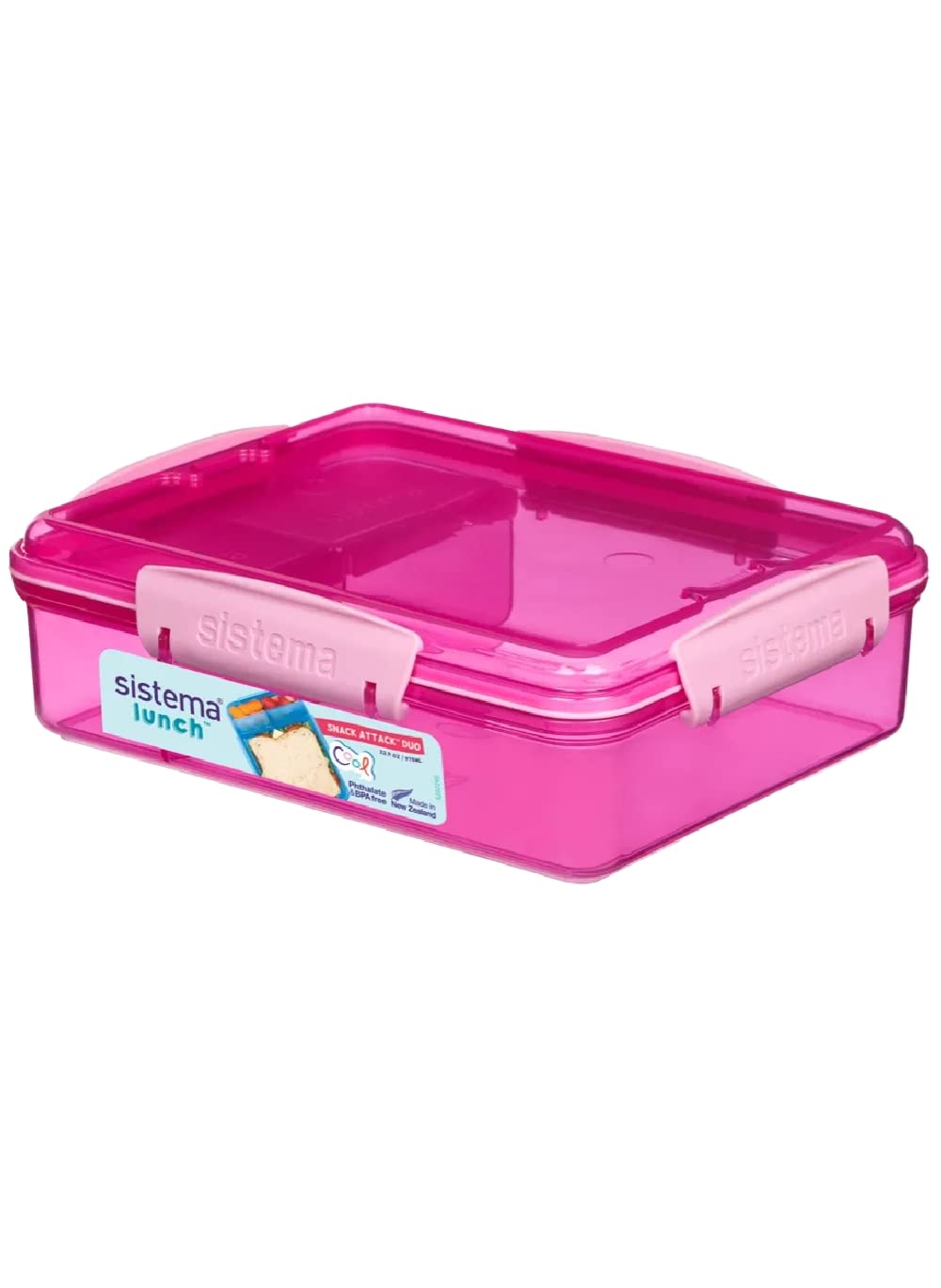 Sistema 975Ml Snack Attack Duo Box Pink, 41482