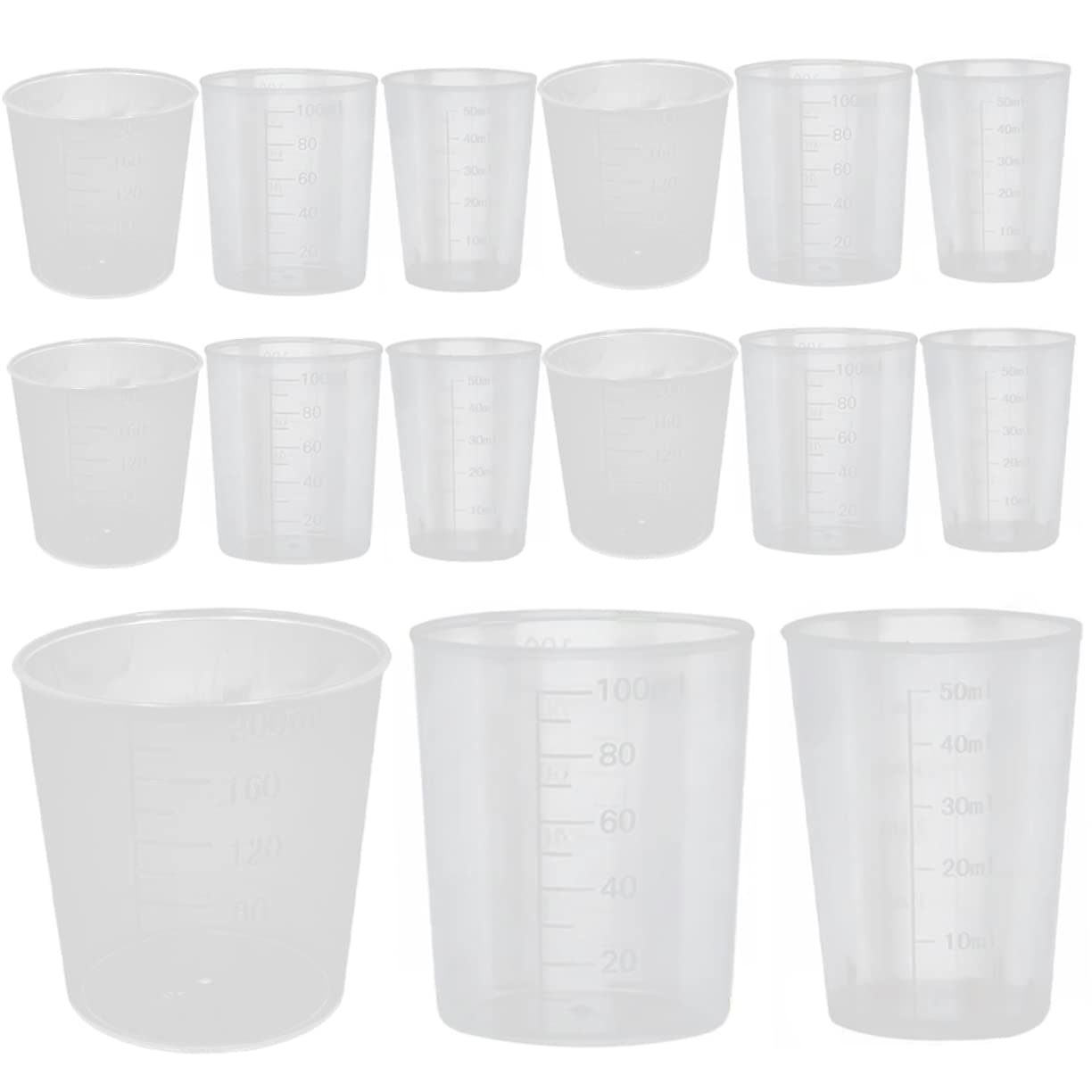 Misurini Graduati 50 Pezzi 50/100/200ml in Pp Trasparente