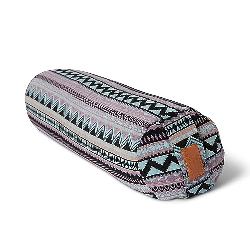 #DoYourYoga Zylinder Yogabolster mit Bio Buchweizenspelz (KBA), 68cm x 22cm, waschbarer Bezug aus Baumwolle & Polyester, Yogakissen Meditations-, Sitz-, Zafukissen für Yin Yoga - Style 12