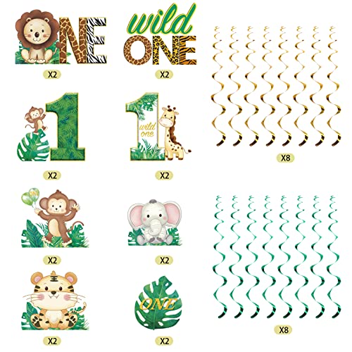 16 peças de decorações de aniversário Wild One para meninos e meninas, tema de safári na selva 1º an