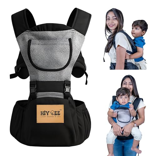 Image of HIYBEE 6-in-1 Baby Carrier with Ergonomic Hip Support | Multi-Position Carrier for Newborns & Toddlers | Soft, Breathable & Secure Design. Max Weight up to 15 Kgs