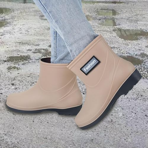 Colaxi Botas de chuva femininas de cano médio, botas curtas de jardim, antiderrapantes, macias, para