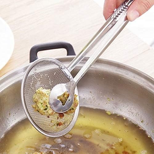Escumadeira com Pegador 2 em 1 – Inox | Resistente, Cabo Ergonômico, Ideal para Frituras,