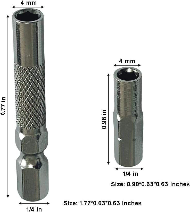 1/4 to 4mm Bit Adapter,2 Pieces 1/4 to 4mm Hex Adapter Magnetic and 2 Pieces Drill Extension Micro Bit Holder (4 Pack) - Image 2
