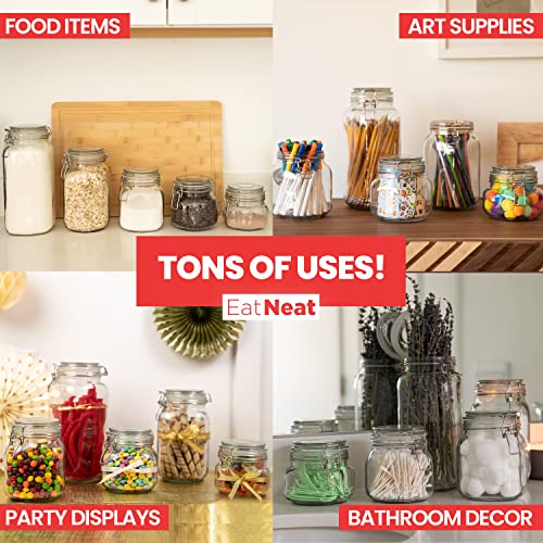 Eatneat 5-Piece Airtight Glass Kitchen Canisters With Glass Lids - Set Of 5 Mason Jars For Food Storage, Organization, And Canning - Food Storage Containers That Hold 68, 51, 34, 27, And 17 Ounces #TOP3