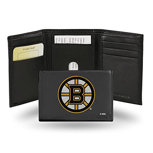Rico Industries NHL Embroidered Leather Trifold Wallet, Boston Bruins