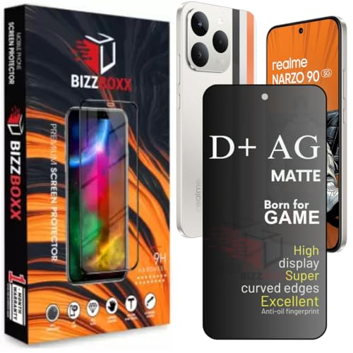 Image of D+ AG Matte Tempered Glass Screen Guard Protector Compatible With realme narzo 90 5G Anti Fingerprint Gaming Special Temper With Camera Cut (For Narzo 90-6.57 Inch)- Pack of 1