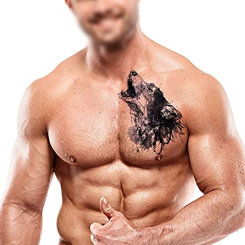 Konsait 9 Sheet Wolf Temporary Tattoo Sticker For Adult Women Men Fashion Body Art Waterproof Temporary Tattoo Fake Tattoo Arm Hand Back, 21X15Cm #TOP5