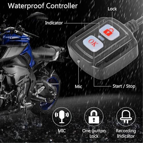 Brilluxa Motorcycle Driving Recorder - 2in GPS Dash Cam, câmera dupla frontal/traseira, 1080P + 720P
