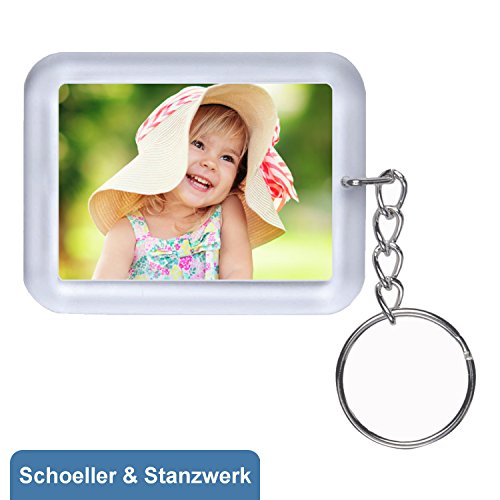 5 Stück Schlüsselanhänger im Paßbildformat für Paßfotos 46x32 mm - iceblau - Schoeller & Stanzwerk