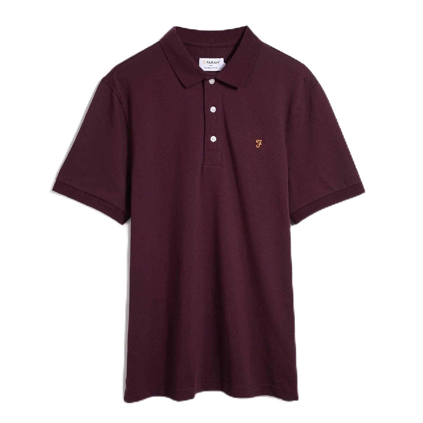 Farah Mens Sleeve Polo Shirt Burgundy 507 XL
