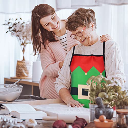 Vabean 4 Pcs Christmas Chef Apron Adjustable Cooking Apron Santa Claus Elf Snowman Snowflake Aprons For Christmas Party Men Women Kitchen Restaurant House Home Gardening Cleaning #TOP6