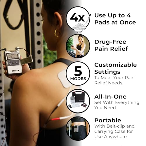 TENS 7000 Rechargeable Tens Unit Muscle Stimulator, Back Pain Relief, 4 Electrodes/Unit Pads, Period Pain Simulator, Muscle Recovery & Growth, Stim Machine, Electrotherapy, TENS Machine - Thumbnail 5