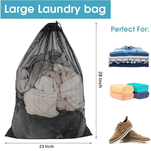 Image of MUTMAIN Mesh laundry Bag for washing machine Large, Clothes Organizer, Foldable Mesh Laundry Bag with drawstring closure, Cloth Storage Organizer, Travel Pouch Packing Bags, (Black, Pack of 1)