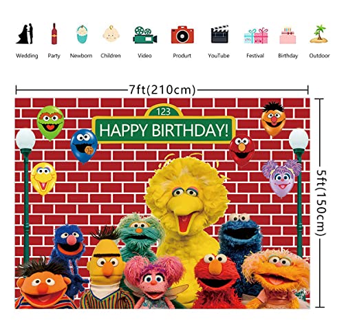 Cartoon Street Red Brick Wall Backdrop Kids Happy Birthday Party Backdrop Cartoon Street Birthday Party Baby Shower Photo Photography Background 7X5Ft #TOP5