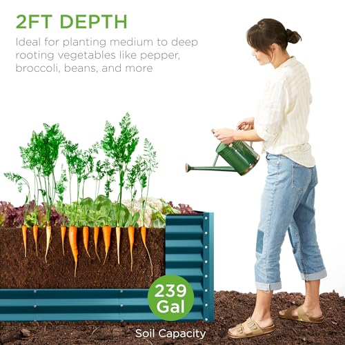 Best Choice Products SKY7368 8X2X2Ft Outdoor Metal Raised Garden Bed, Rectangular Deep Root Planter Box thumb #1