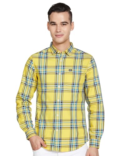 Image of The Indian Garage Co Men Slim Fit Checkered Full Sleeves Spread Collar Casual Shirt