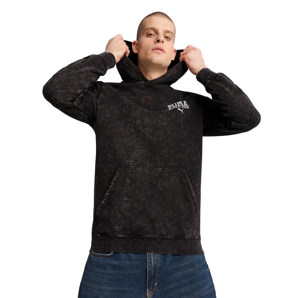 PUMA Men's Graphic Hoodie Hooded Sweatshirt, Class Black Ss25, S