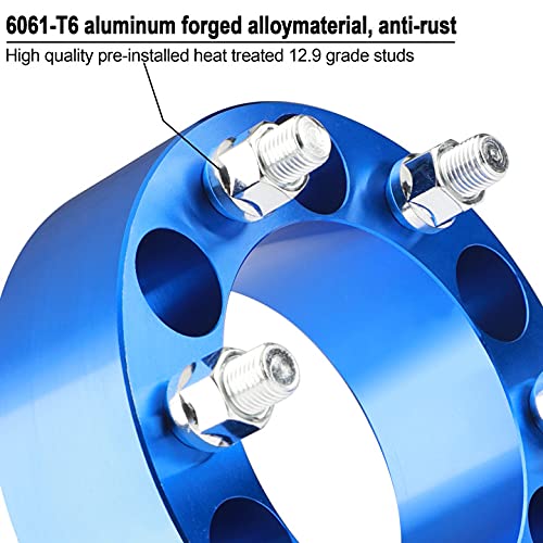 EZISOE 6x5.5 2" Wheel Spacers Fit for Tacoma 4Runner Tundra FJ Land Cruiser, 6x139.7 Wheel Spacers 108mm Hub Bore with 12x1.5 Thread Pitch, Package of 4,Blue