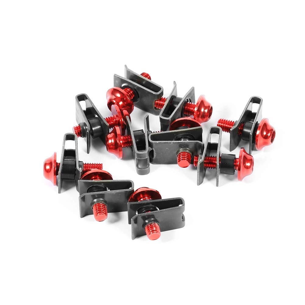 10pcs Motorcycle Fairing Body Bolt Kit, Keenso M5 Fairing Screw Spire Speed Fastener Clip Nut(Red)