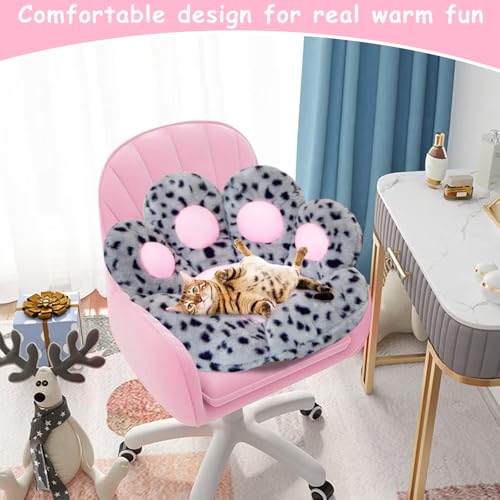 DOBUONO Cat Paw Cushion Kawaii Office Chair Cushion Comfy Plush Gaming Chair Cushion Cute Seat Cushion for Girl, Cute Gaming Accessories Room Decorate (Gray-Black Flecks) - Thumbnail 6